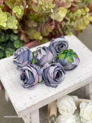 24 ks Mini ruža hlavička 5 cm modro-fialová