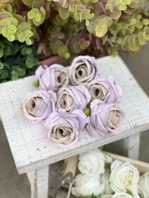 24 ks Mini ruža hlavička 5 cm, fialová 