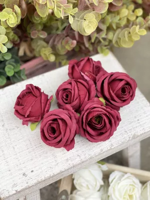 24 ks Mini ruža hlavička 5 cm, červená